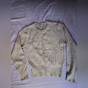 Cream Cable-Knit Button-Front Women's Sweater